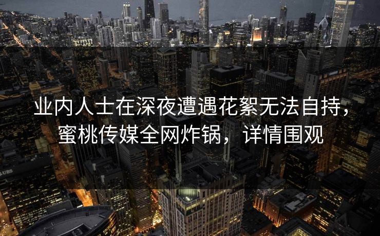 业内人士在深夜遭遇花絮无法自持，蜜桃传媒全网炸锅，详情围观