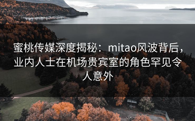 蜜桃传媒深度揭秘:mitao风波背后,业内人士在机场贵宾室的角色罕见令人意外 蜜桃传媒深度揭秘:mitao风波背后,业内人士在机场贵宾室的角色罕见令人意外