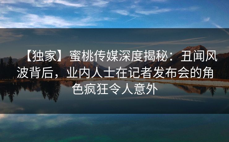 【独家】蜜桃传媒深度揭秘：丑闻风波背后，业内人士在记者发布会的角色疯狂令人意外